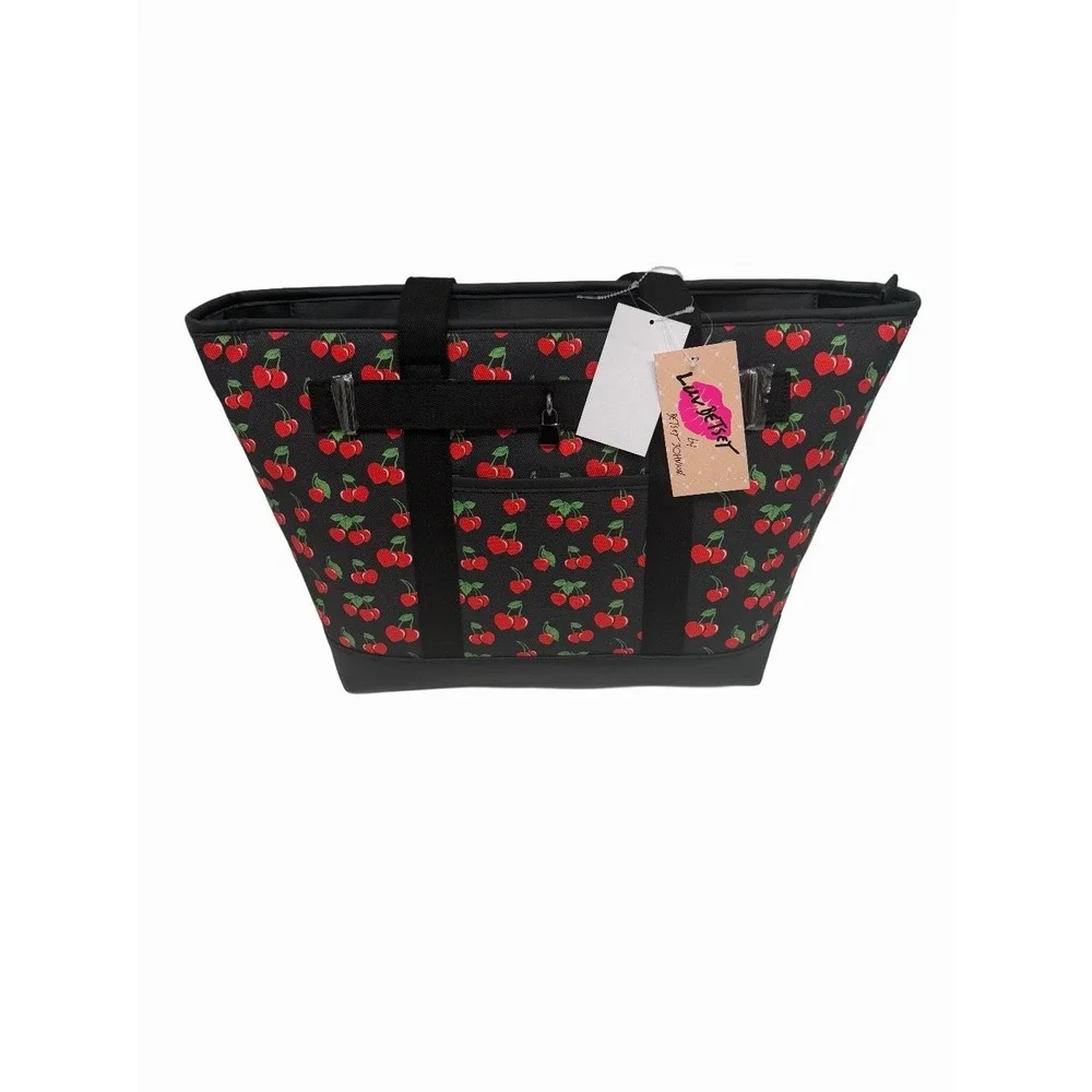 BETSEY JOHNSON LUV Betsey Cherry Tote Bag in Black/Red NWT